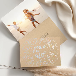 Peace on Earth Holiday Photo Silver Foil Card