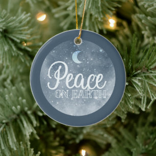 Peace on Earth Inspirational Christmas Photo Ceramic Tree Decoration