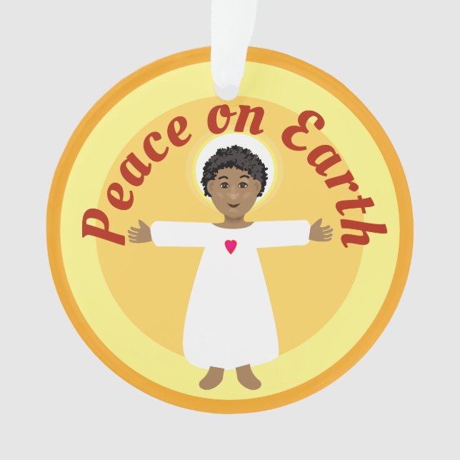 Peace on Earth Jesus and children of the world Ornament (Front)