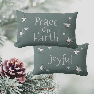 Peace On Earth, Joyful Christmas  Lumbar Cushion