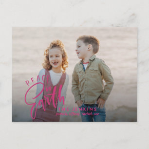 Peace on earth   Magenta   Christmas Holiday Photo Postcard