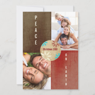Peace on Earth Merry and Bright Family Photo Card