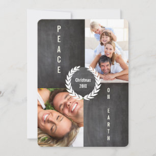Peace on Earth Merry and Bright Family Photo Card