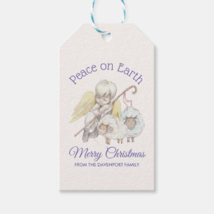 Peace on Earth Merry Christmas Angel Shepherd Gift Tags