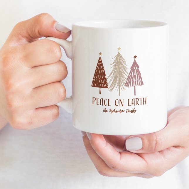 Peace On Earth Merry Christmas Trees Snow Holiday  Coffee Mug (Creator Uploaded)