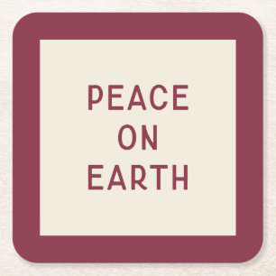 Peace on Earth   Minimal Christmas Carol Coaster