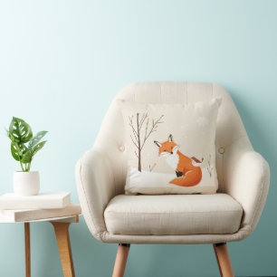 Peace on Earth Minimalist Fox Bird Cute Animals Cushion