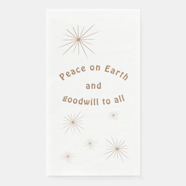 Peace on Earth Minimalist Gold Text Guest Towel Napkin (Front)