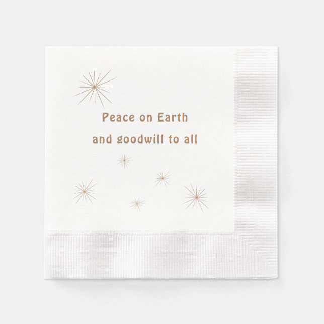 Peace on Earth Minimalist Gold Text Napkin (Front)