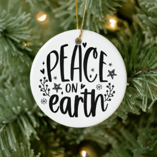 Peace on Earth Modern Ceramic Tree Decoration
