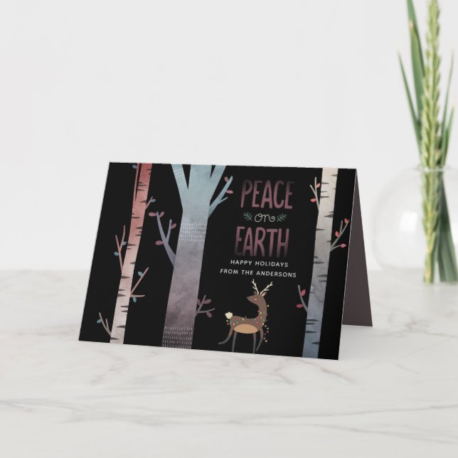 Peace On Earth Modern Christmas Holidays Custom Card (Front)