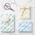 Peace on Earth Modern Holiday Typography  Wrapping Paper Sheet<br><div class="desc">Cursive Typography on white background with PEACE ON EARTH in green,  blue,  yellow,  combination. Gift Wrap for ANY Holiday events,  Christmas Festivities,  Friends,  Family,  Coworkers,  Teachers,  Hostess,  absolutely anyone. Modern,  Meaningful,  Joy. Mix and match entire Christmas / Holiday Collections by TMCdesigns.</div>