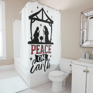 Peace On Earth Nativity  Shower Curtain