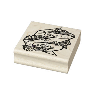 Peace on Earth Nature Lovers Flowers               Rubber Stamp