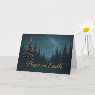 Peace on Earth Night Sky Christmas Elegant Card