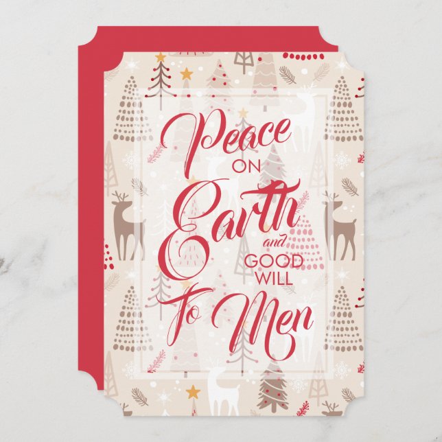 Peace on Earth on Christmas Trees Reindeer Cards (Front/Back)