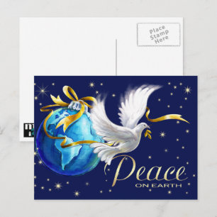 Peace on Earth. Peace Dove Christmas  Holiday Postcard