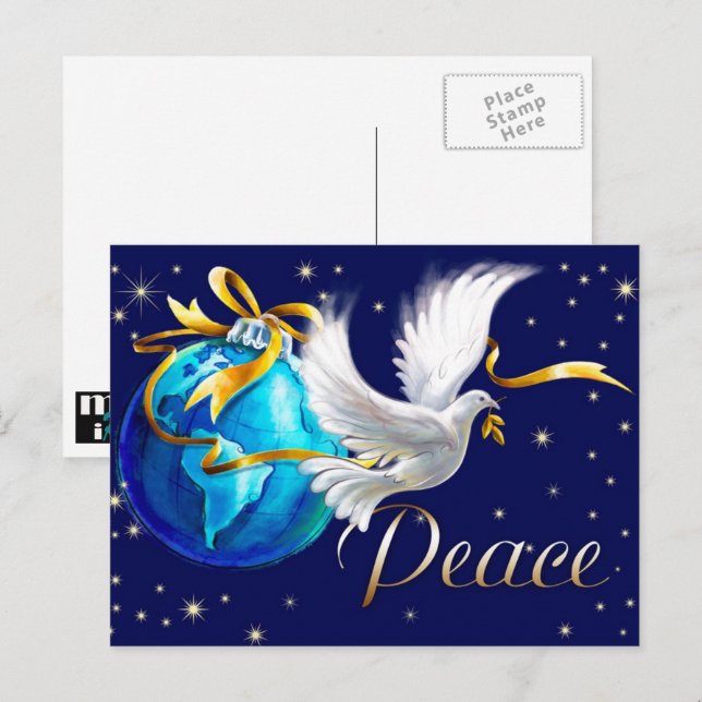 Peace on Earth. Peace Dove Christmas Holiday Postcard (Front/Back)