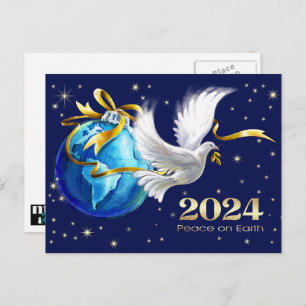 Peace on Earth. Peace Dove New Year's 2024 Holiday Postcard