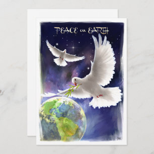 Peace on Earth. Peace Doves Flat Holiday Card