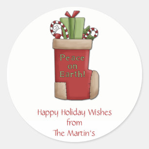 Peace on Earth Personalised Holiday Stickers