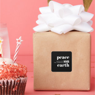 Peace On Earth Personalised Modern Christmas Square Sticker