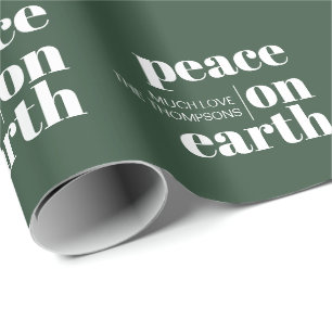 Peace On Earth Personalised Modern Christmas Wrapping Paper