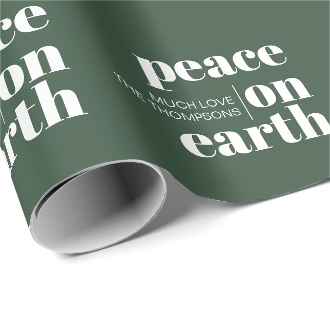 Peace On Earth Personalised Modern Christmas Wrapping Paper (Roll Corner)