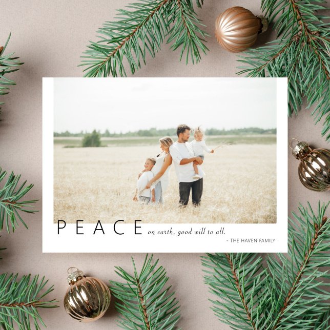 PEACE on earth Photo Holiday Greeting Card (Creator Uploaded)