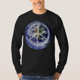 PEACE on Earth Planet in Space Peace Symbol Sign T-Shirt