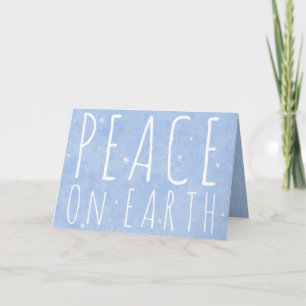 Peace on Earth Quote Snowflakes on Blue Holiday