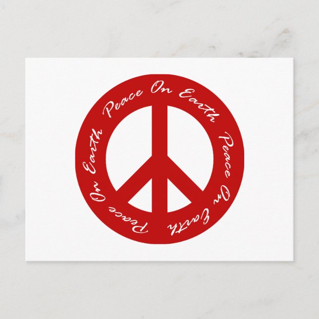 Peace On Earth Red Holiday Peace Sign (Front)
