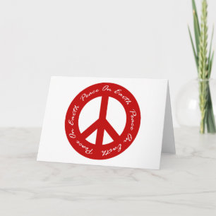 Peace On Earth Red Holiday Peace Sign Card