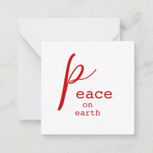 Peace on Earth Red White Personalised Note Card