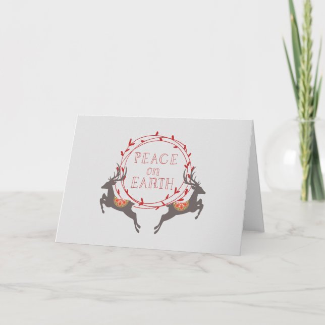 Peace on Earth Reindeer Holiday Card (Front)