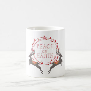 Peace on Earth Reindeer Holiday Coffee Mug
