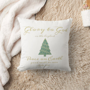 Peace on Earth Religious Bible Verse Christmas Cushion