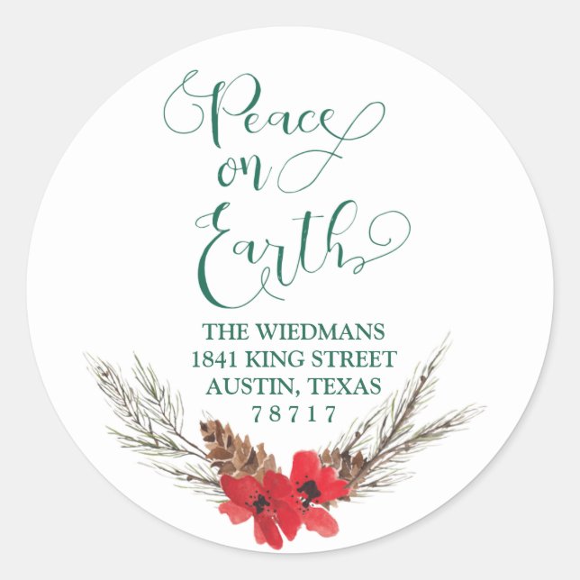 Peace on Earth Return Address Round Stickers (Front)