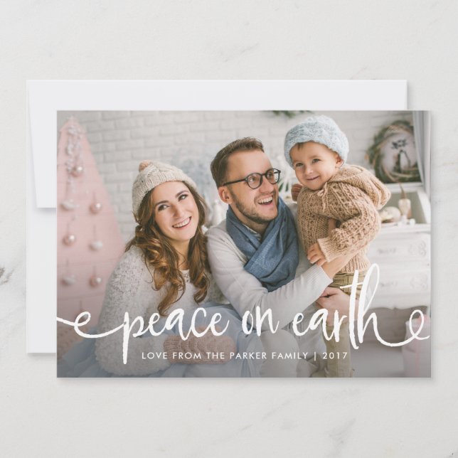 Peace on Earth | Rustic Typography for Christmas Holiday Card (Front)