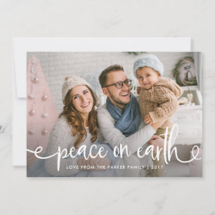 Peace on Earth Rustic Typography for Christmas Holiday Card