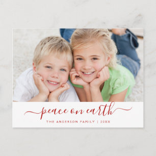 Peace on Earth Script Christmas Photo Card