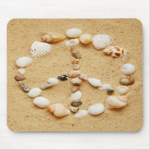Peace on Earth Seashell Peace Sign Mousepad