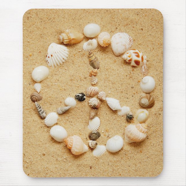 Peace on Earth Seashell Peace Sign Mousepad (Front)