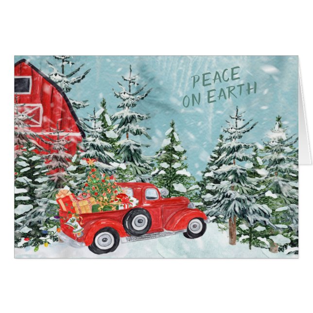 Peace on Earth Snow Winter Country Truck Christmas (Front Horizontal)