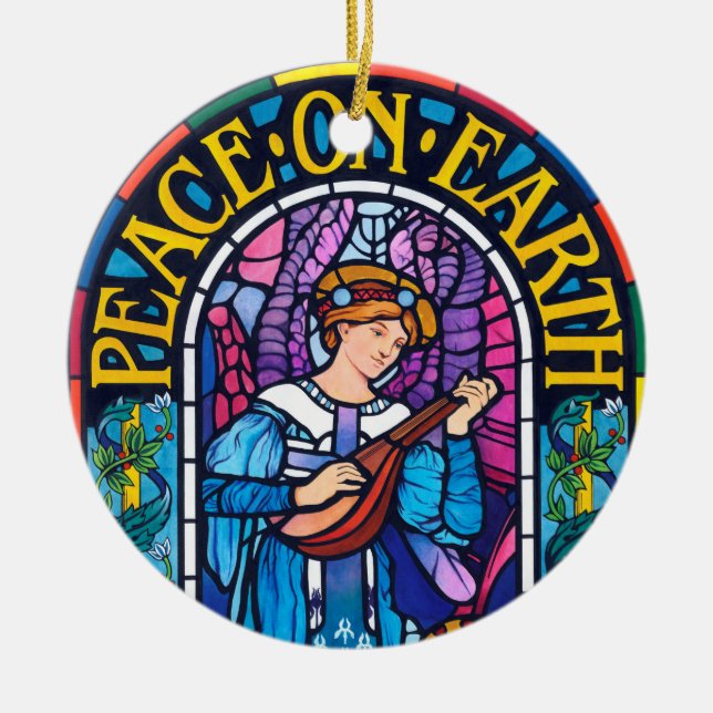 Peace on Earth stained glass ceramic decoration (Front)