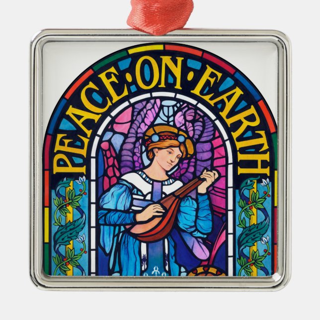 Peace on Earth stained glass ceramic decoration (Front)