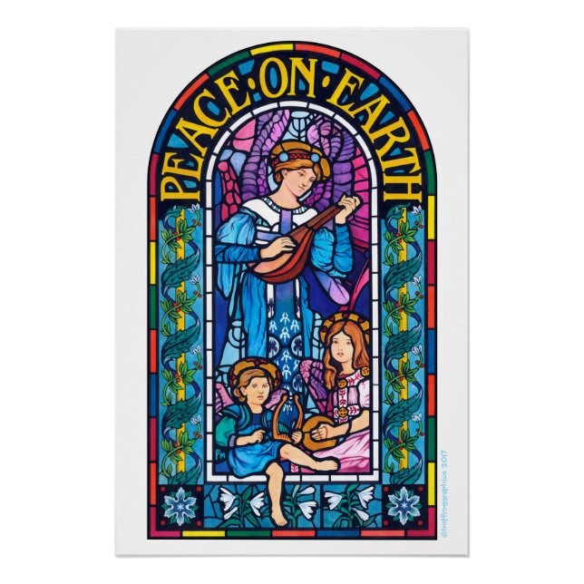 Peace on Earth stained glass Christmas poster (Front)