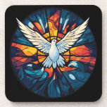 Peace on Earth Stained Glass Dove Christmas Design Coaster<br><div class="desc">Peace on Earth Stained Glass dove design</div>