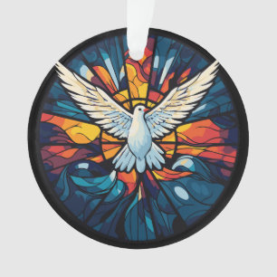 Peace on Earth Stained Glass Dove Christmas Design Ornament