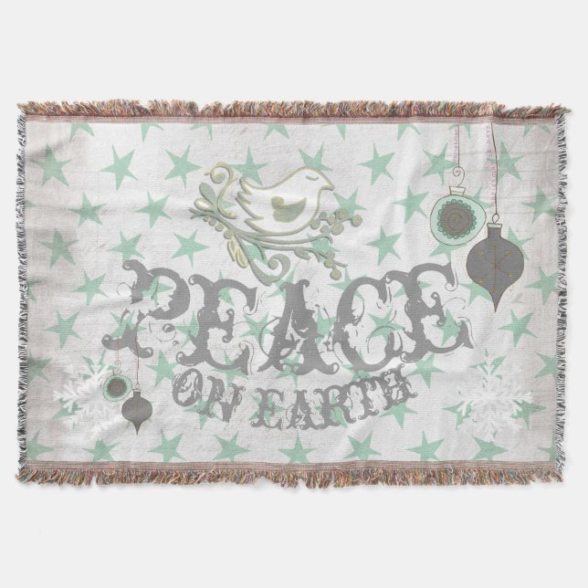 Peace on Earth Stars and Dove Holiday Throw (Front)